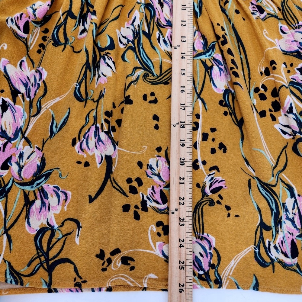 Free People Bella Floral Babydoll Blouse Medium Yellow Boho Bell Sleeve Festival - Picture 6 of 7